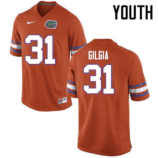 Florida Gators Youth #31 Anthony Gigla College Football Jersey Orange